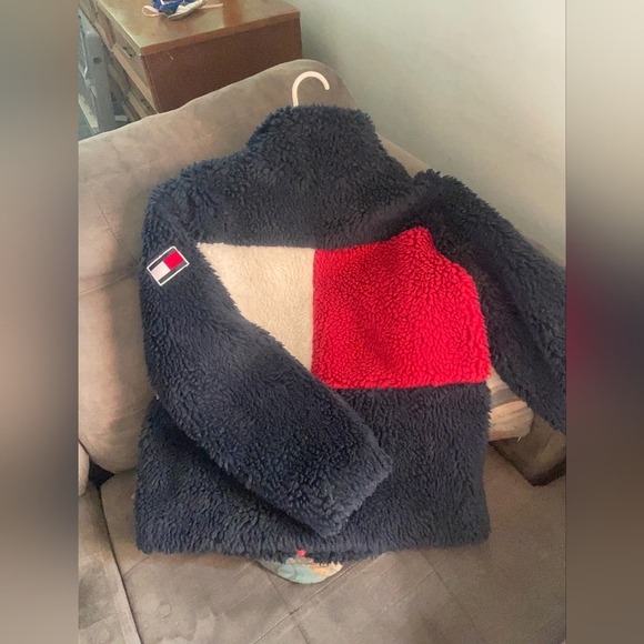 Tommy Hilfiger Women Talla M Sherpa Jacket - Navy, Red, White - Picture 1 of 4